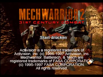 MechWarrior 2 - Kampfspiel des 31 Jahrhunderts - Arcade Combat Edition (GE) screen shot title